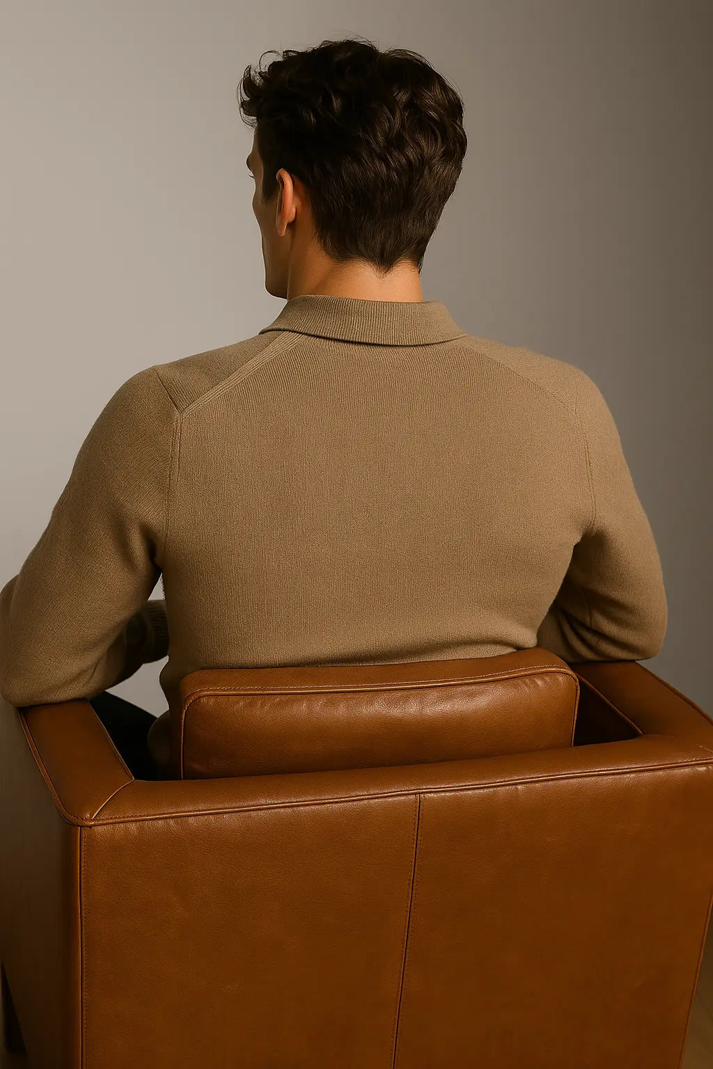 Classic Cotton Knit Sweater shown in a lifestyle setting, cropped view