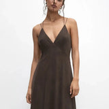 Cocoa Dress shown in a lifestyle setting, alternate view