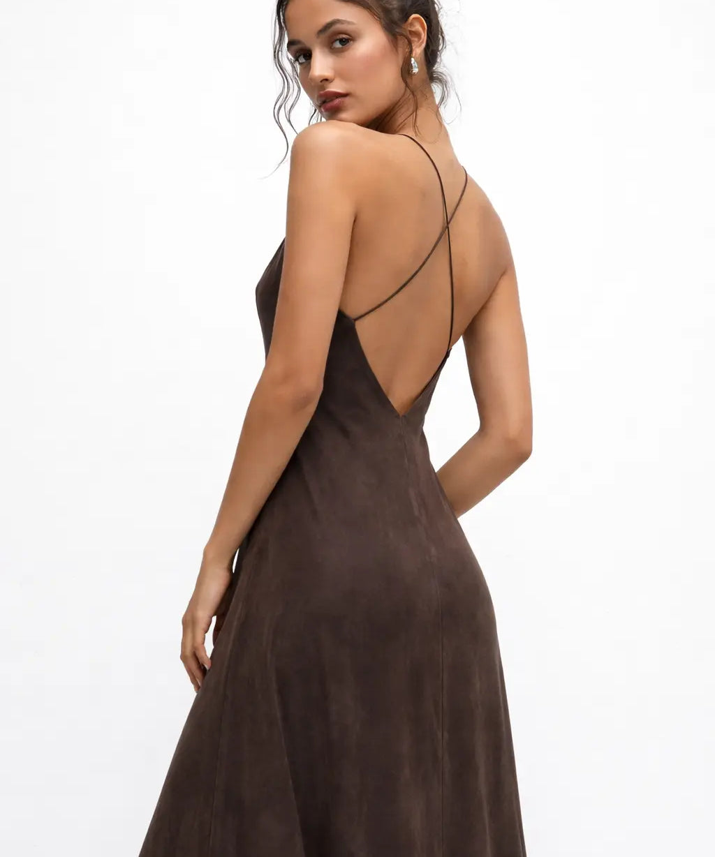 Cocoa Dress shown in a lifestyle setting