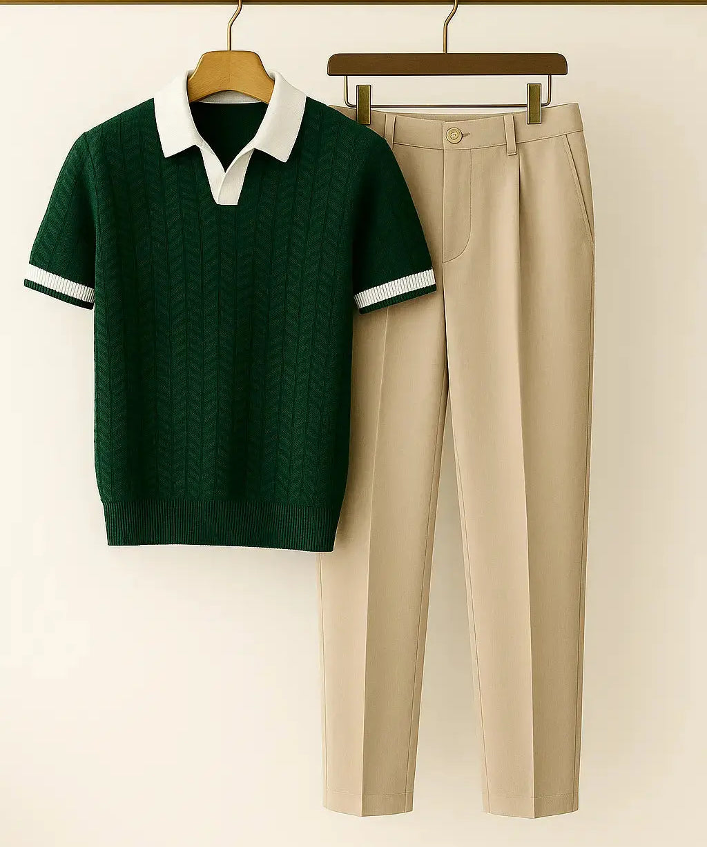 Front view of Dark Green & Beige Côte d’Azur Set