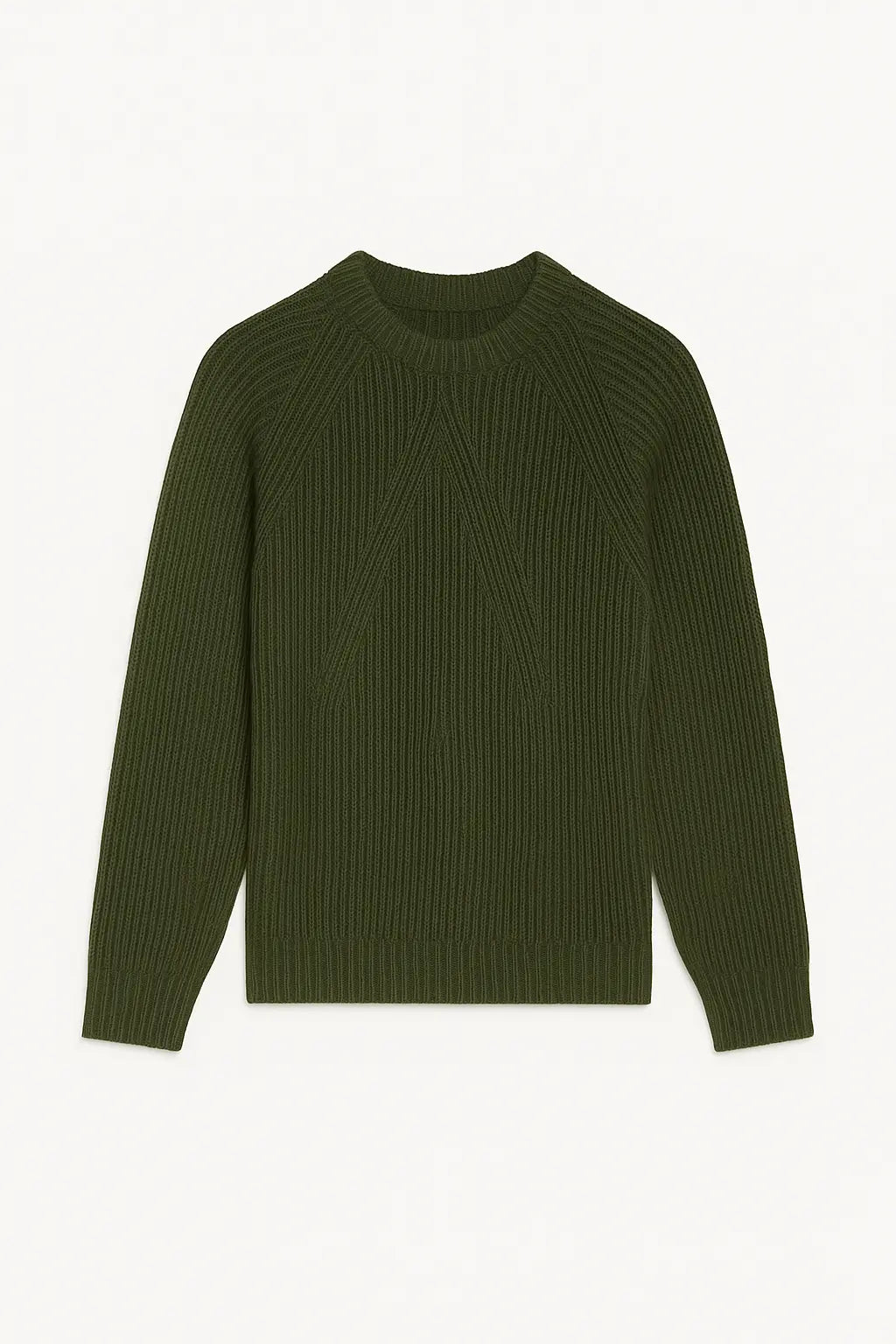 Front view of Dark Green Cotton Knit Sweater