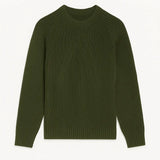 Front view of Dark Green Cotton Knit Sweater