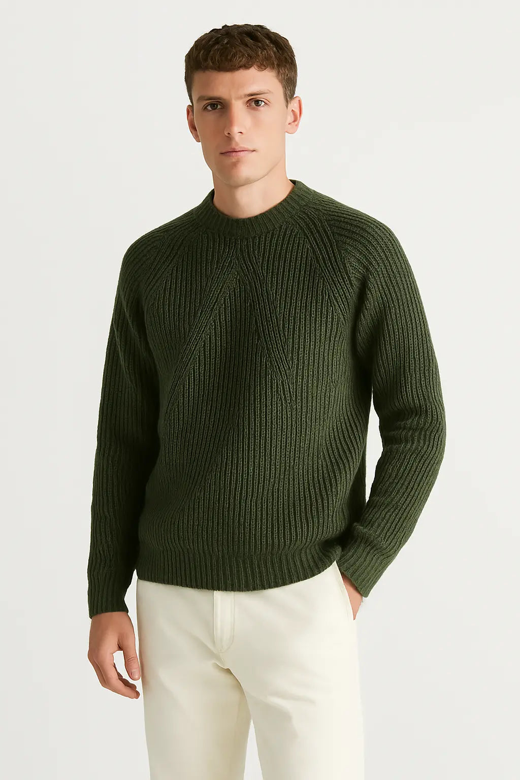 Cotton Knit Sweater shown in a lifestyle setting, alternate view