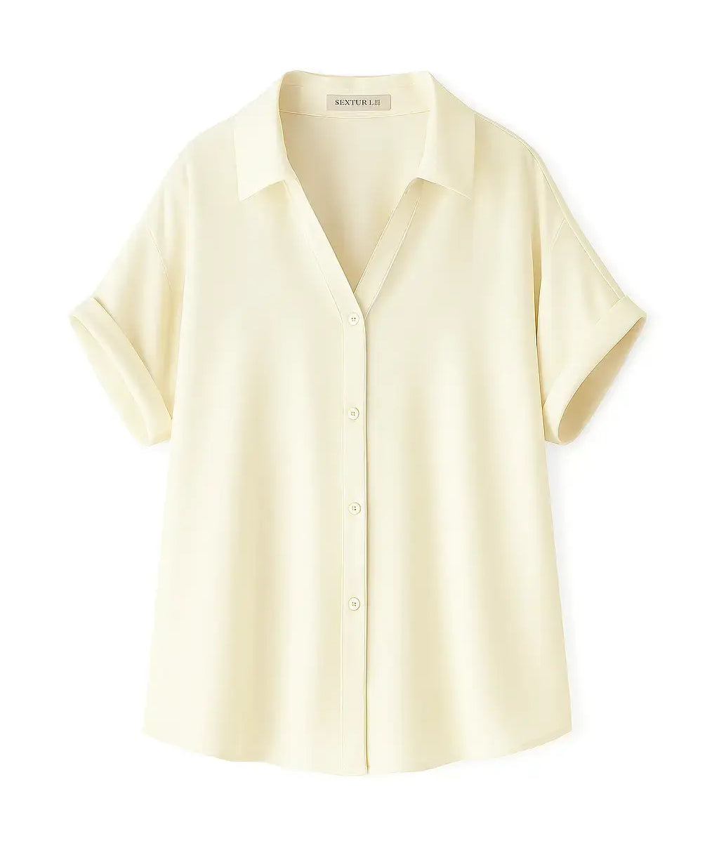 Front view of Creme White Daisy Day Blouse