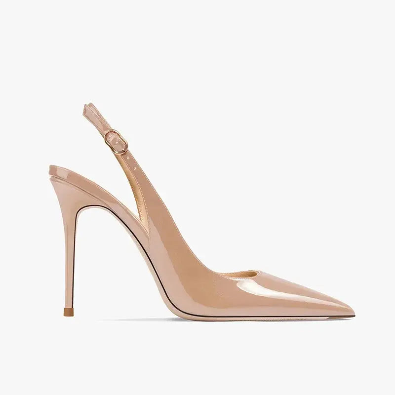 Three-quarter view of Nude Divine Heels