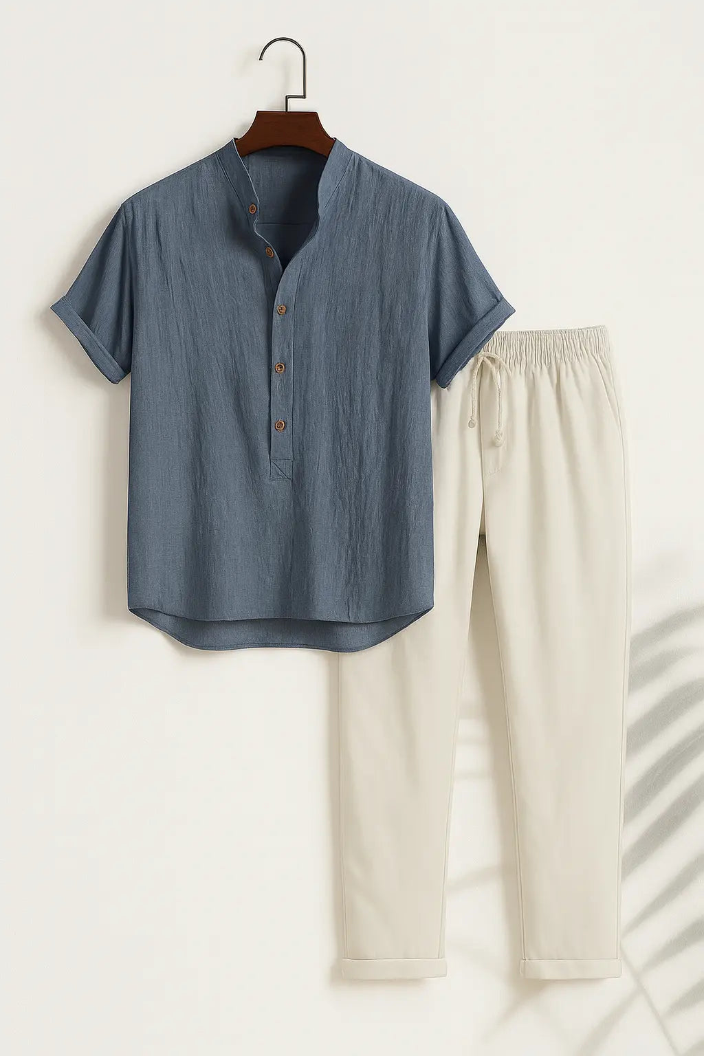 Front view of Blue Dominica - Short-Sleeved Set