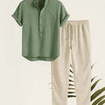 Front view of Green Dominica - Short-Sleeved Set