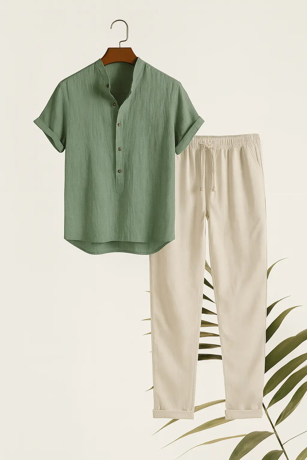 Front view of Green Dominica - Short-Sleeved Set