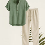 Front view of Green Dominica - Short-Sleeved Set