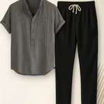 Front view of Grey Dominica - Short-Sleeved Set