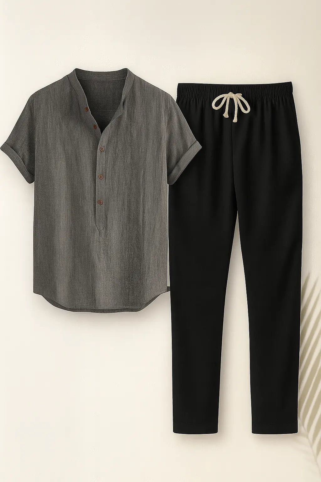 Front view of Grey Dominica - Short-Sleeved Set