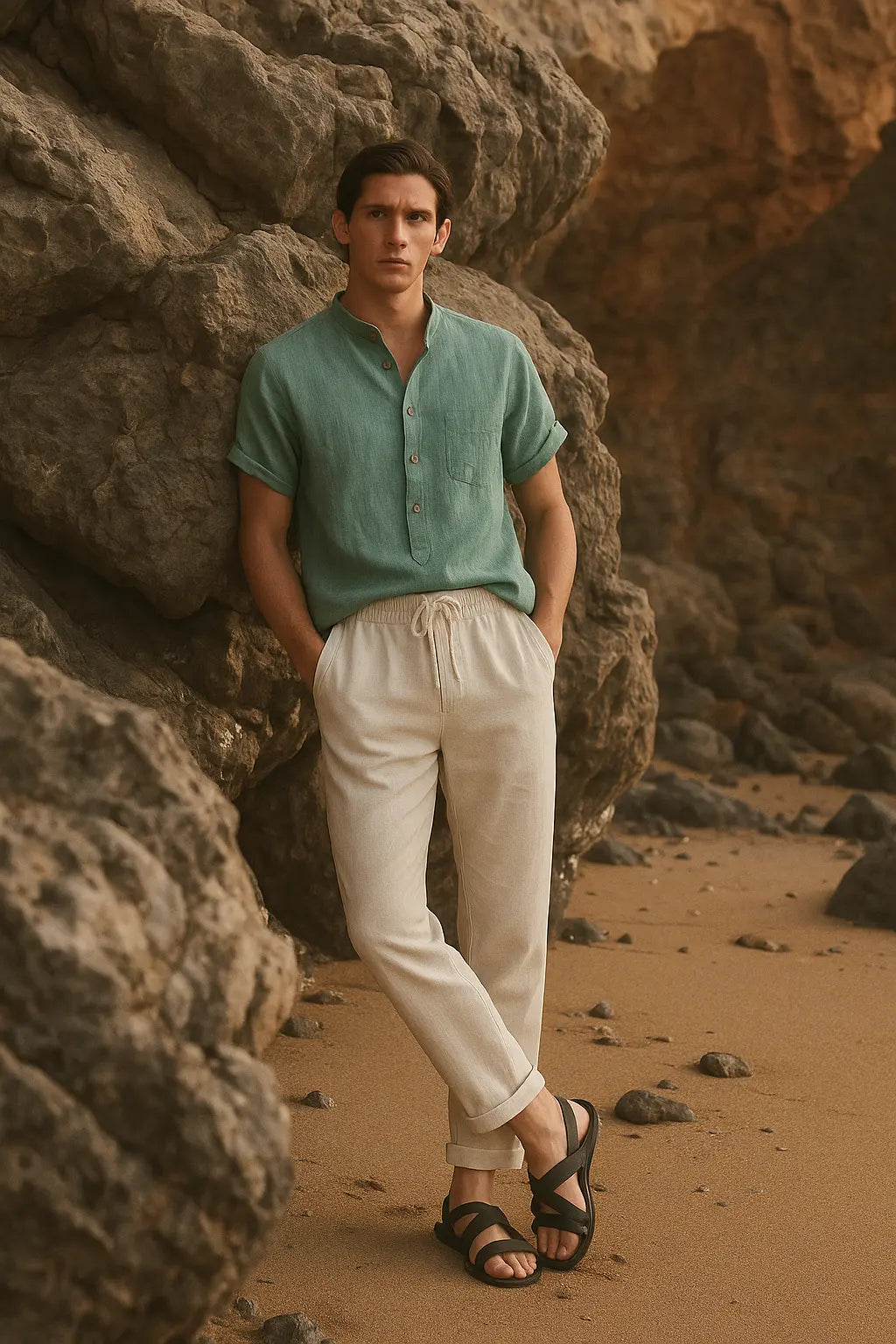Dominica - Short-Sleeved Set shown in a lifestyle setting, alternate view