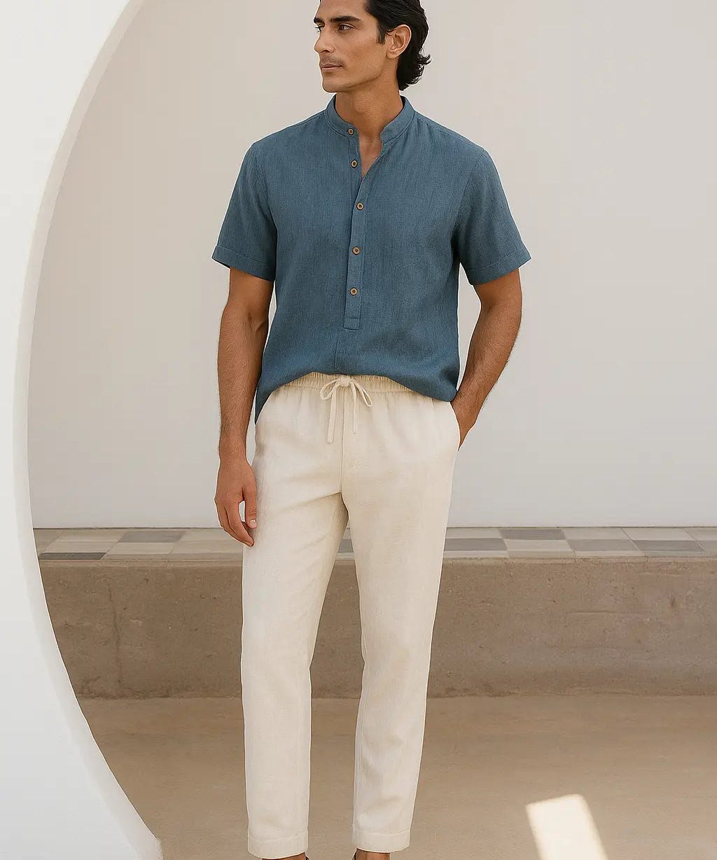 Dominica - Short-Sleeved Set shown in a lifestyle setting