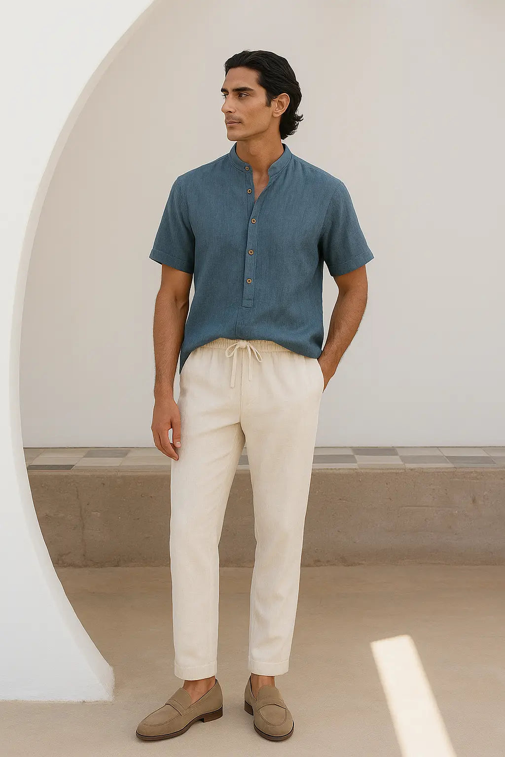 Dominica - Short-Sleeved Set shown in a lifestyle setting