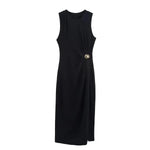 Front view of Black Donna d'Alba Dress