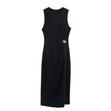 Front view of Black Donna d'Alba Dress