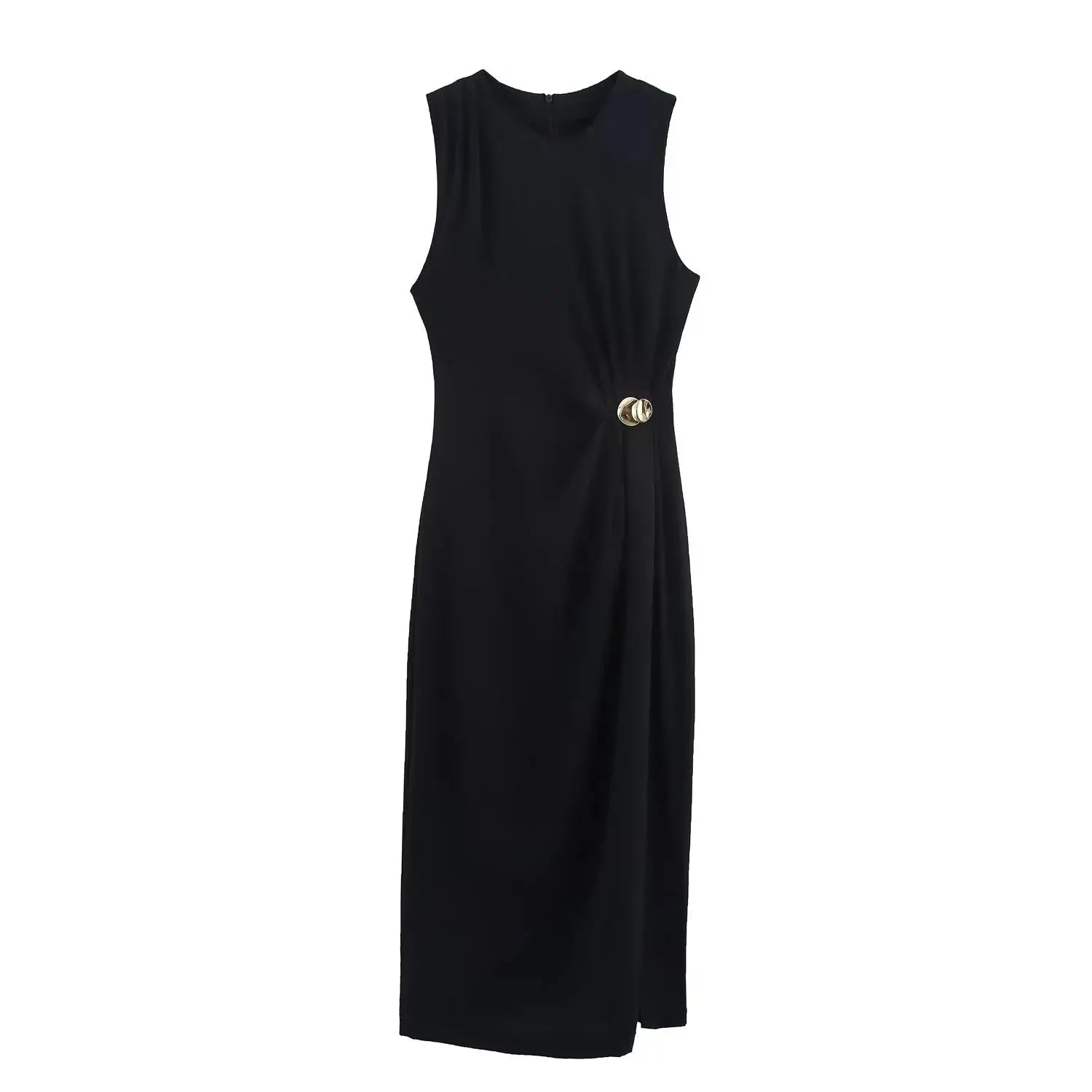 Front view of Black Donna d'Alba Dress