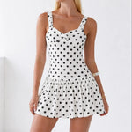 Dotty Dream Dress shown in a lifestyle setting, alternate view