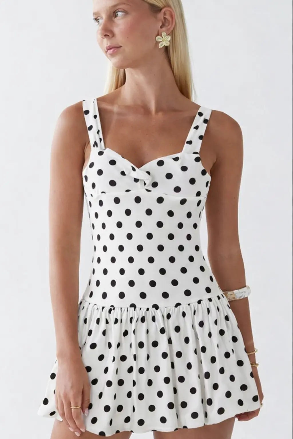 Dotty Dream Dress shown in a lifestyle setting