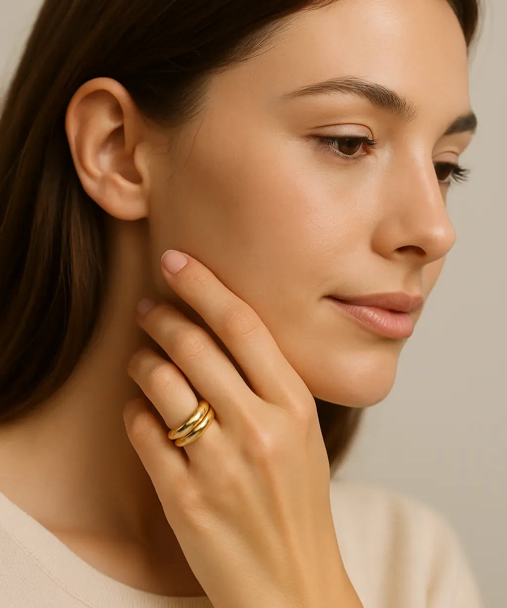 Double Layer Rings shown in a lifestyle setting