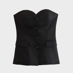 Front view of Black Top Élan Strapless Suit Set