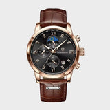 Front view of Rose Gold/Black Elegant Classic Watch