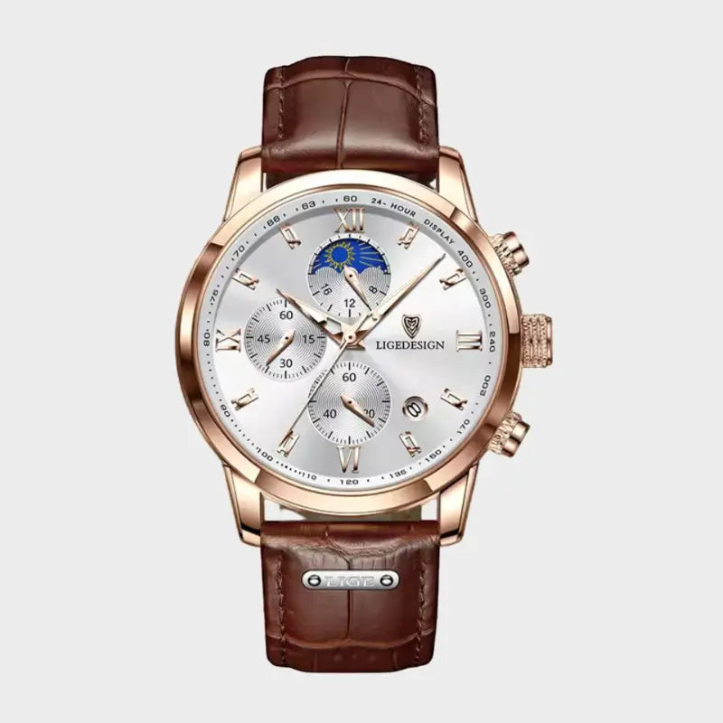 Front view of Rose Gold/White Elegant Classic Watch