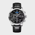 Front view of Silver/Black Elegant Classic Watch