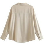 Back view of Elegant Satin Blouse, full view