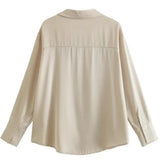 Back view of Elegant Satin Blouse, full view