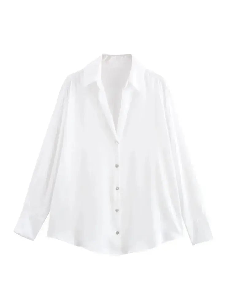 Front view of White Elegant Satin Blouse