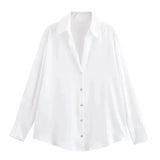 Front view of White Elegant Satin Blouse