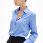 Elegant Satin Blouse shown in a lifestyle setting, cropped view