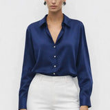 Elegant Satin Blouse shown in a lifestyle setting