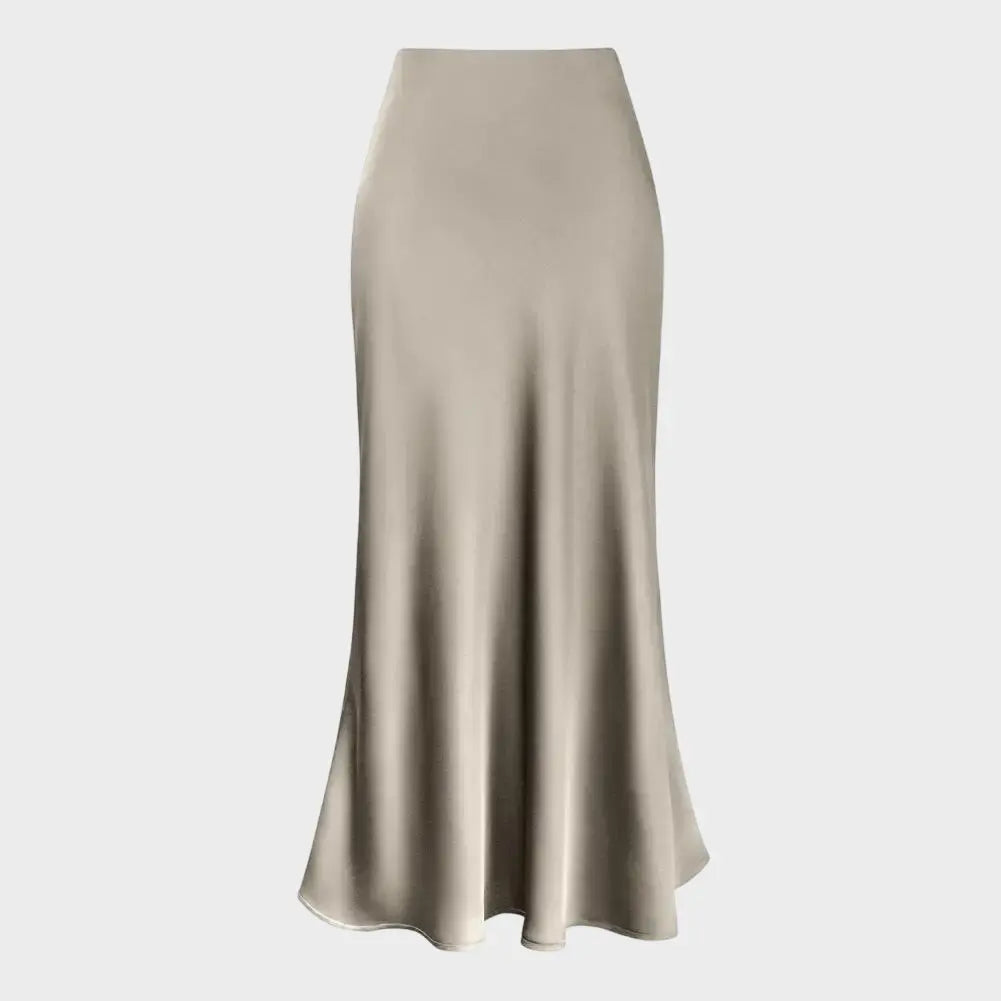 Front view of Apricot Elegant Women's Satin Skirt