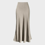 Front view of Apricot Elegant Women's Satin Skirt