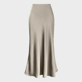 Front view of Apricot Elegant Women's Satin Skirt