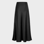 Front view of Black Elegant Women's Satin Skirt