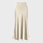 Front view of Champagne Elegant Women's Satin Skirt
