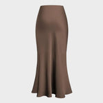 Front view of Coffee Elegant Women's Satin Skirt