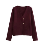Front view of Burgundy Elinor Cardigan