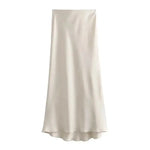 Front view of Beige Ella Silk Skirt