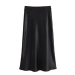 Front view of Black Ella Silk Skirt