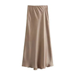 Front view of Champagne Ella Silk Skirt