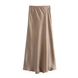 Front view of Champagne Ella Silk Skirt