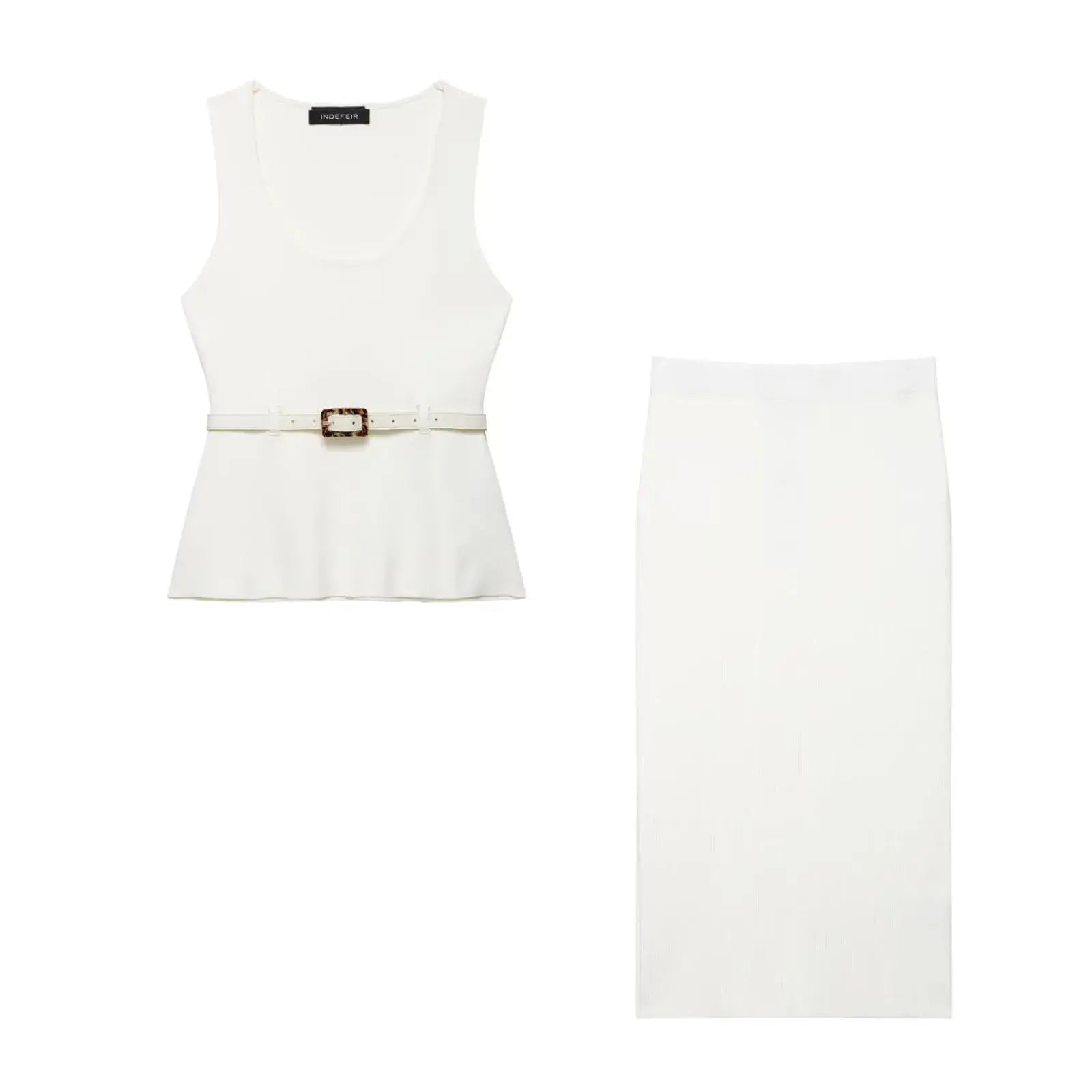 Front view of White set Elowen Knit Set