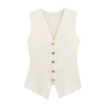 Front view of Creme Elvira Knit Top