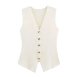 Front view of Creme Elvira Knit Top