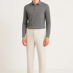 Front view of Gray Fernache Cashmere Knit Polo