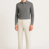 Front view of Gray Fernache Cashmere Knit Polo